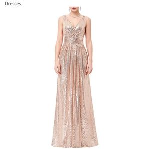 Rose gold sequin maxi dress/ gown